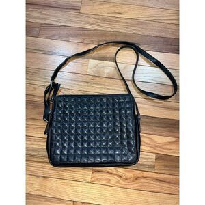 Banana Republic Black Quilted Cow Leather Cadance Travel Crossbody Bag 2014